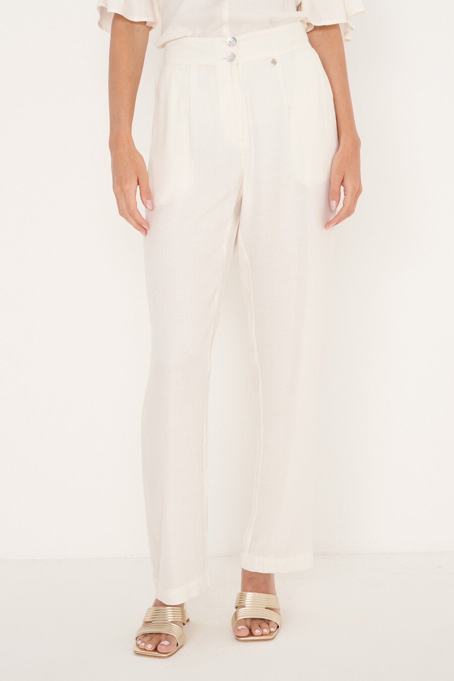 Pantaloni Ponty In Viscosa MARRONE JAVABIANCO BURRO Donna , immagine n. 2