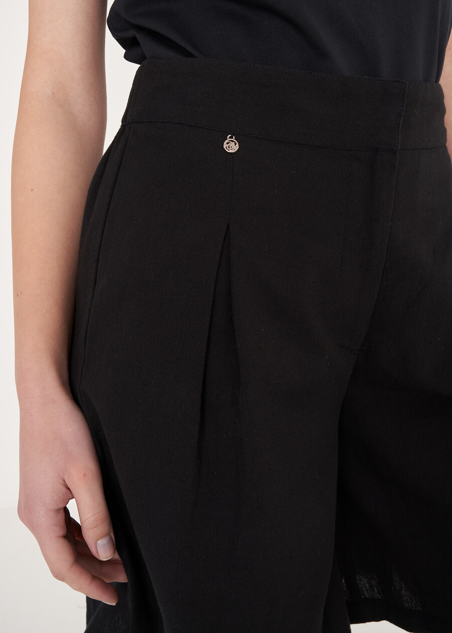 Bermuda Bondie in cotone e lino NERO BLACK Donna , immagine n. 3