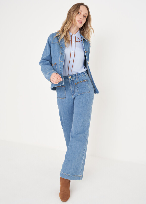Pantalone Dandy in denim di cotone DENIM LIGHT DENIM Donna null