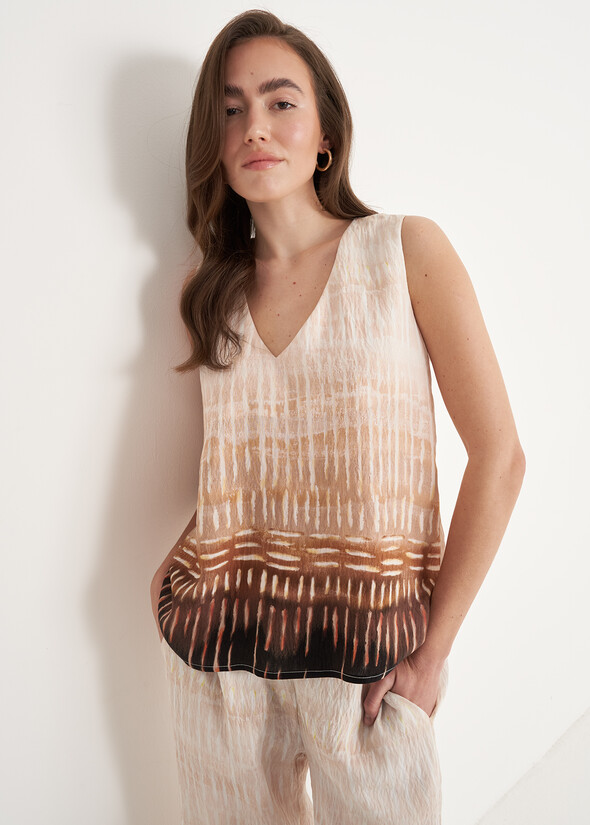 Teodoro Printed Viscose Top BEIGE LIGHT BEIGE Woman null