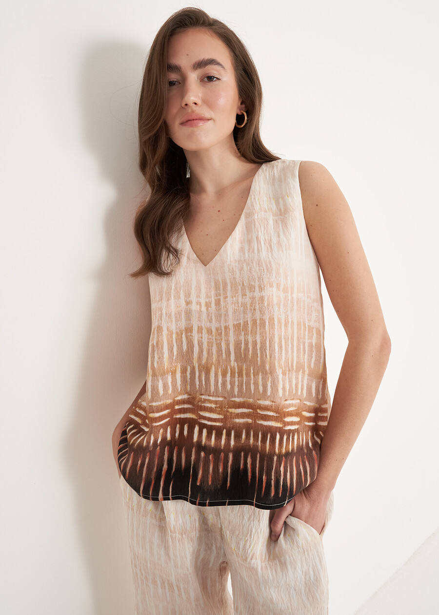Teodoro Printed Viscose Top BEIGE LIGHT BEIGE Woman , image number 1