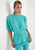 Blusa Benor in georgette BLUE TURCHESEVERDE SALVIA Donna immagine n. 1