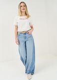 Summer T-shirt with lace and beads BIANCO WHITE Woman image number 4