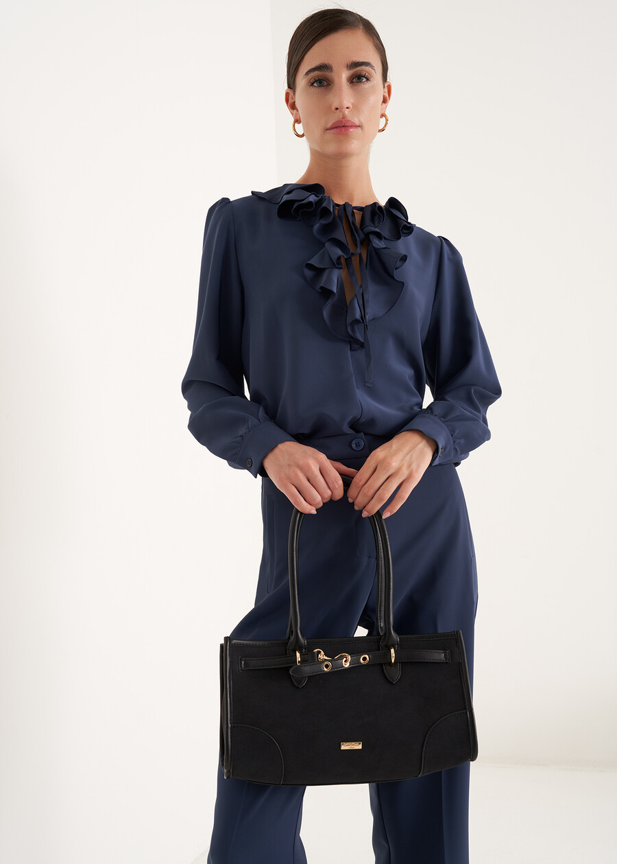 Berny faux suede duffle bag NERO BLACKMARRONE Woman , image number 1