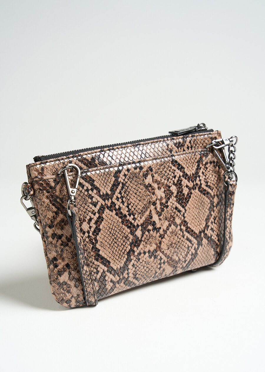Tonga python-effect crossbody bag MARRONE Woman , image number 3