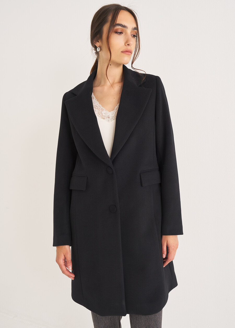 Cappotto Catrine in panno NERO BLACK Donna , immagine n. 2