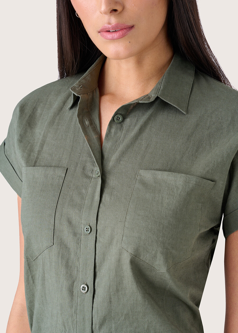 Caroline linen and cotton blend shirt VERDE TIMOBLU AVION Woman , image number 2