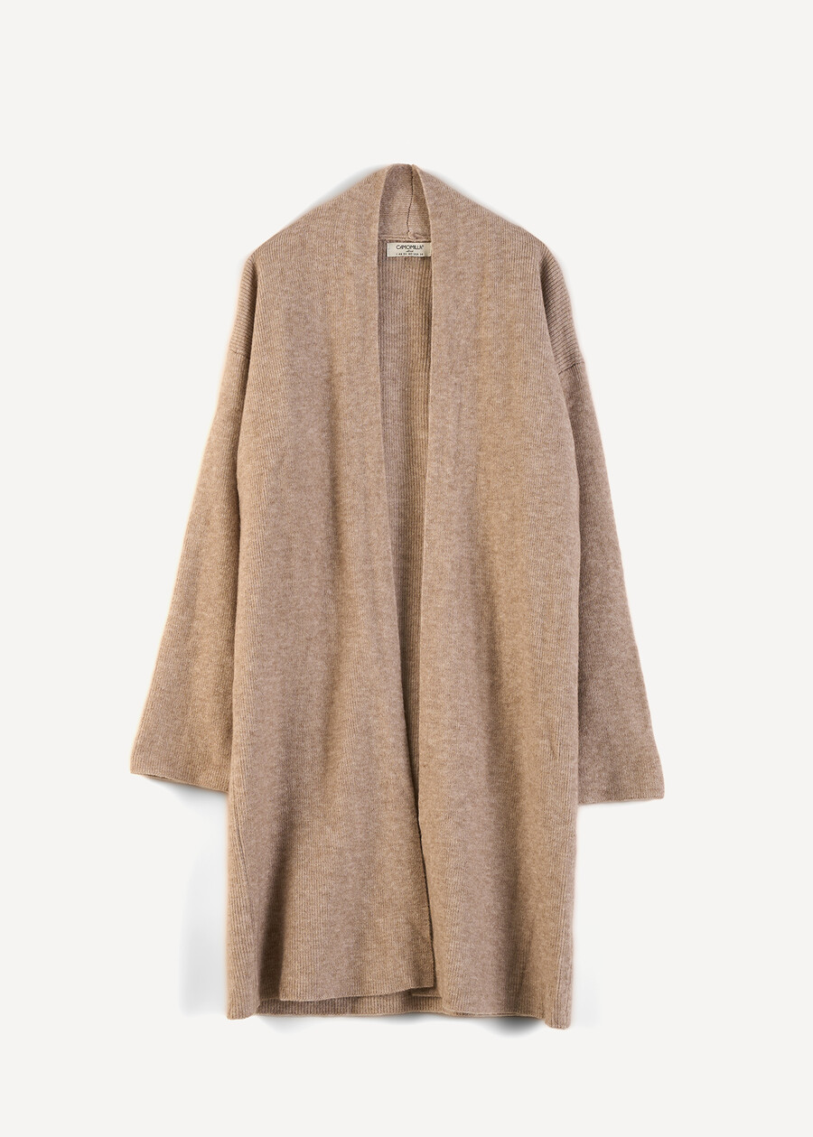 Cardigan Ciaky lungo in maglia rasata MARRONE Donna , immagine n. 5
