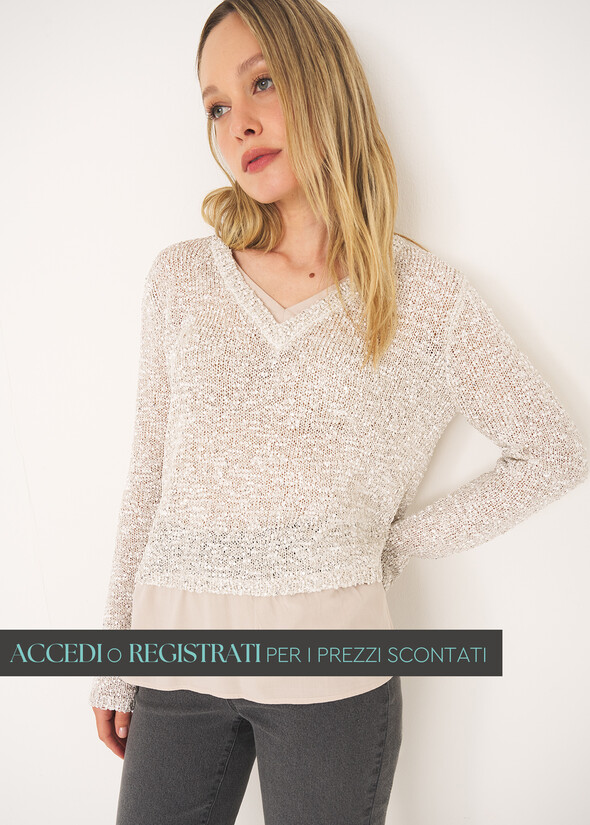 Maglia Met con rouche satin BEIGE SABBIA Donna null