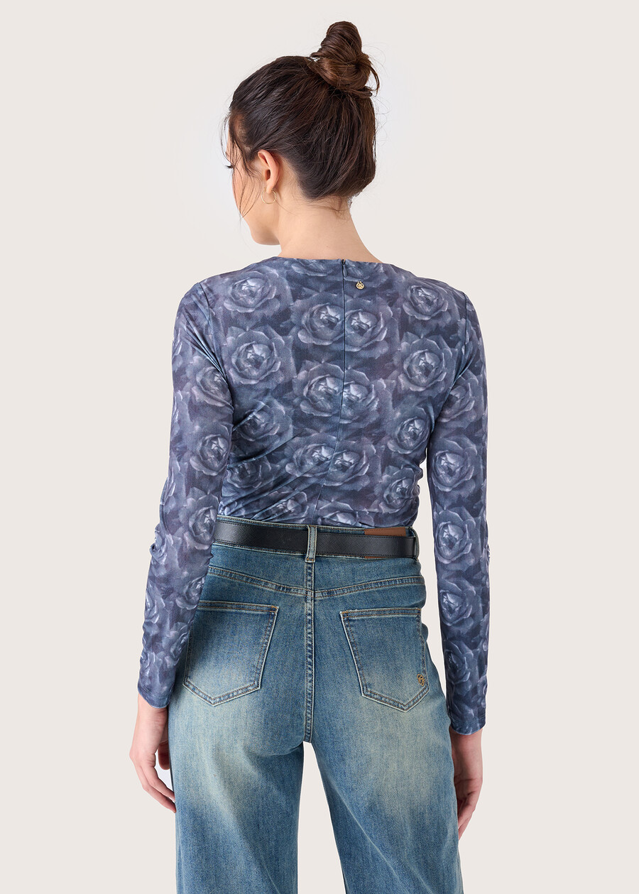 Maglia Sasuke con fantasia floreale BLU GRAFITE Donna , immagine n. 3