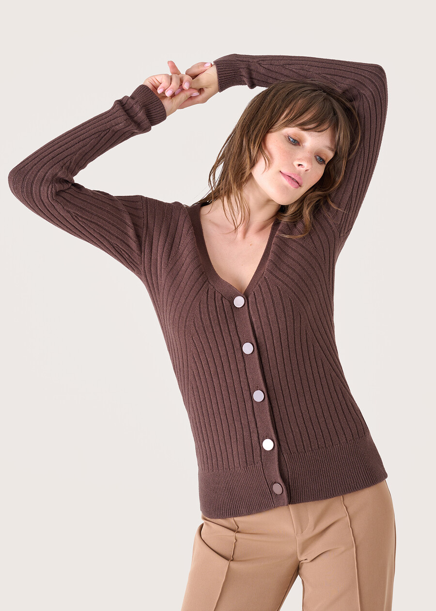 Clay V-neck cardigan MARRONE CASTAGNA Woman , image number 1