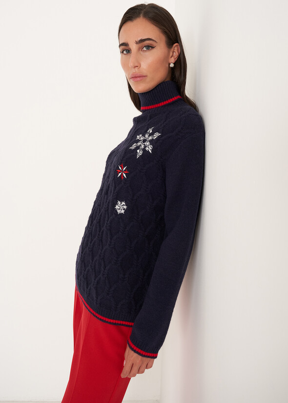 Maglione Melodie natalizio con collo alto BLU MIDNIGHT Donna null