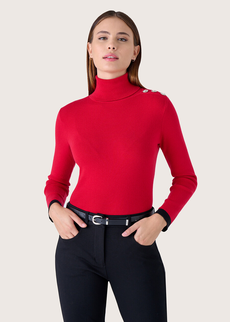 Mayra jersey with strass ROSSO PAPAVERO Woman , image number 1