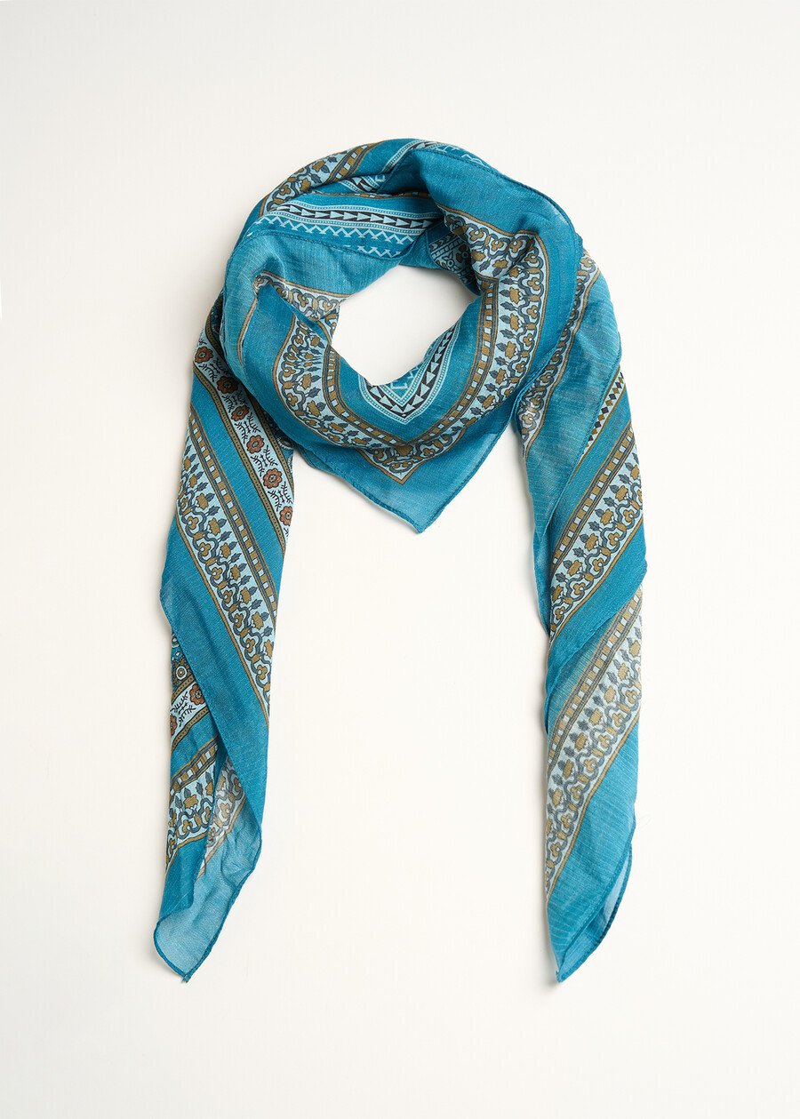 Foulard Selma fantasia block VERDEMARRONEBLU Donna , immagine n. 2