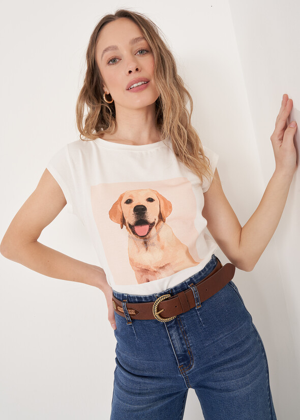 T-shirt Silla in Cotone con Stampa BEIGE LATTE Donna null
