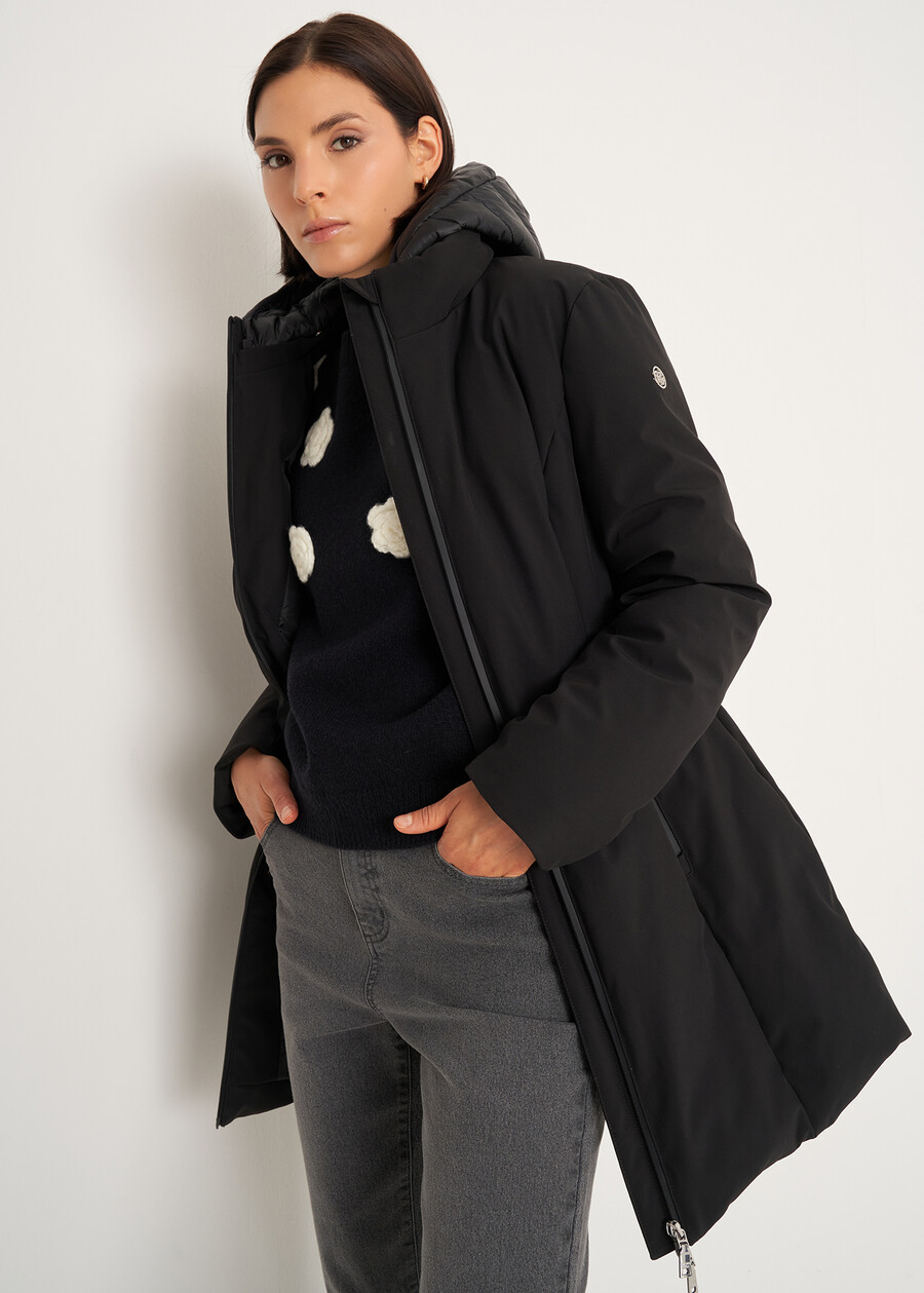 Piumino Percy con cappuccio trapuntato NERO BLACKBLU GRAFITE Donna , immagine n. 2
