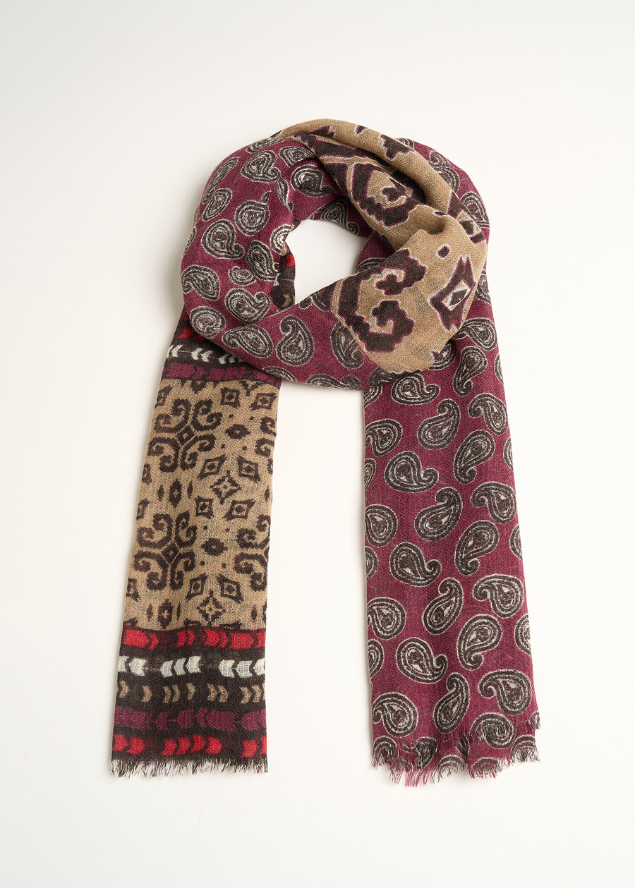 Serena patterned wool scarf ROSSO BORDEAUX Woman , image number 2