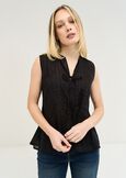 Tony cotton voile top with flounce BIANCO WHITENERO BLACK Woman image number 1