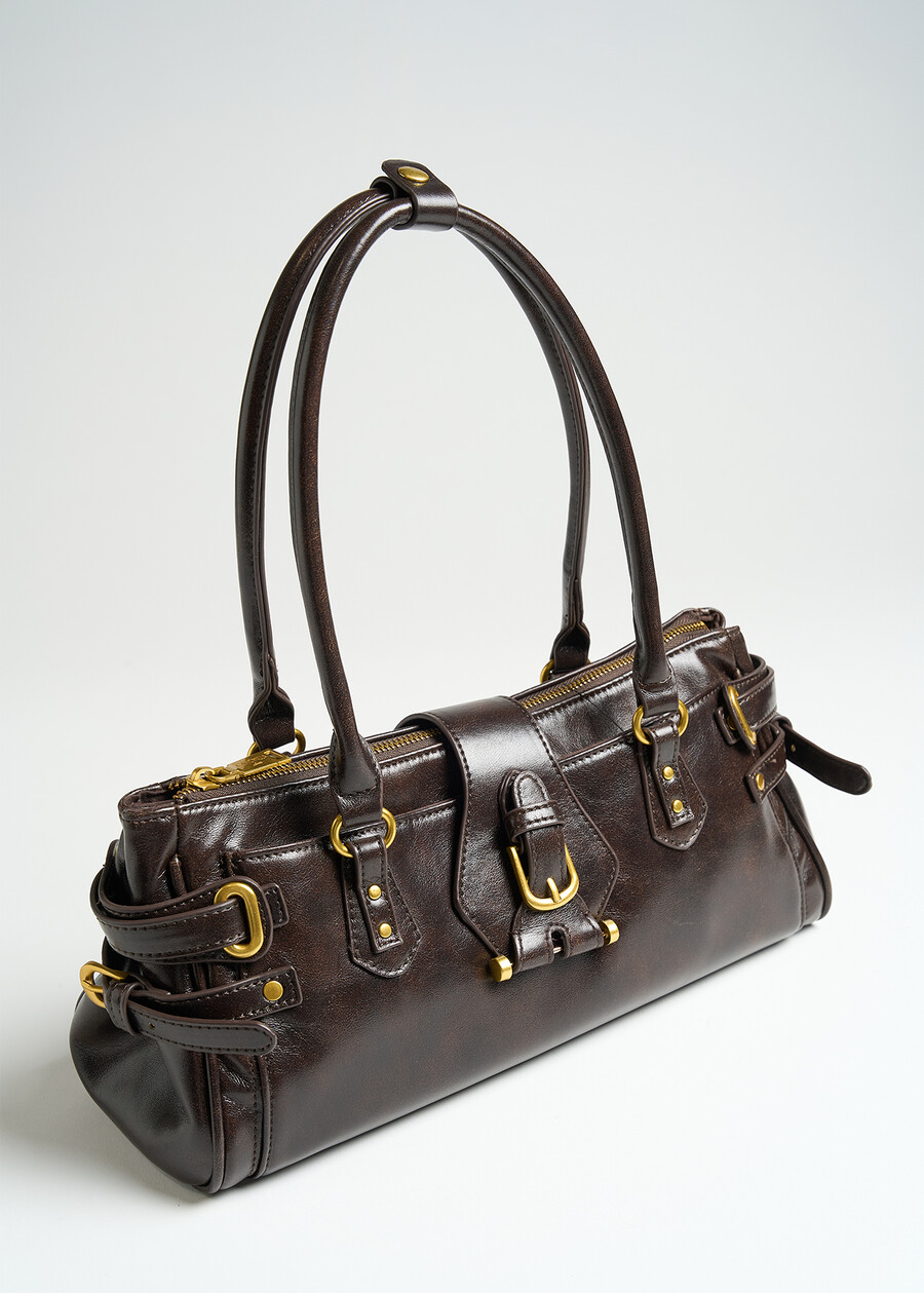 Basha faux leather bowling bag MARRONE Woman , image number 2