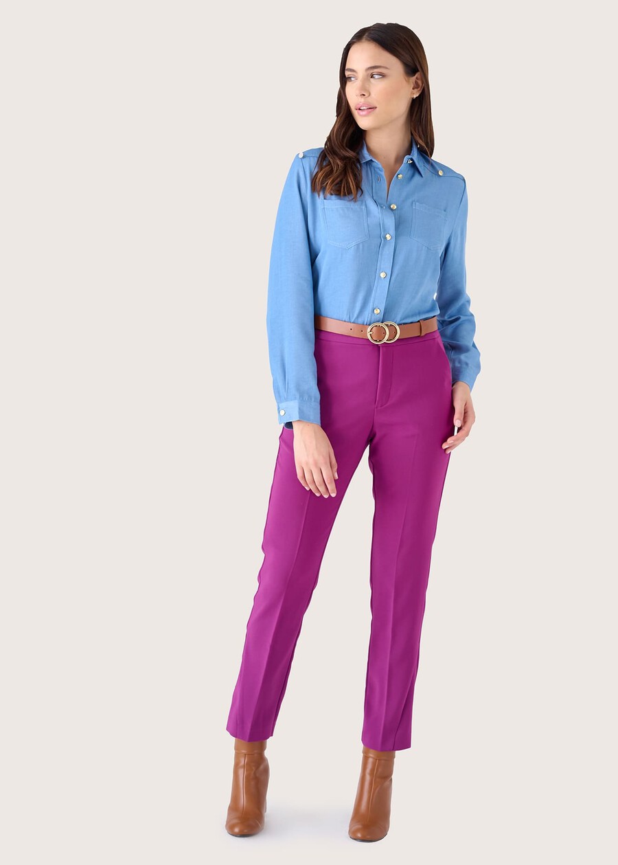 Jacquelid technical fabric trousers VIOLA IRIS Woman , image number 2