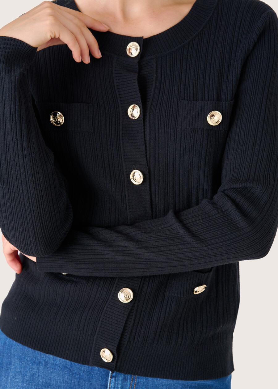 Clem round neck cardigan NERO BLACK Woman , image number 2