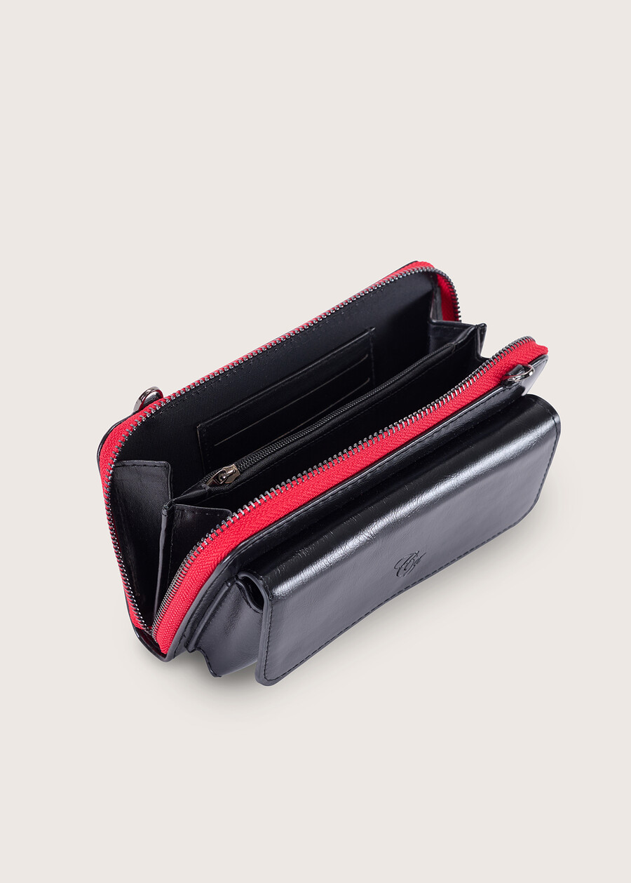 Piping wallet with shoulder strap NERO BLACK Woman , image number 2