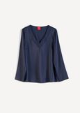 Beatrice satin V-neck blouse NERO BLACKBIANCO WHITEBLU Woman image number 5