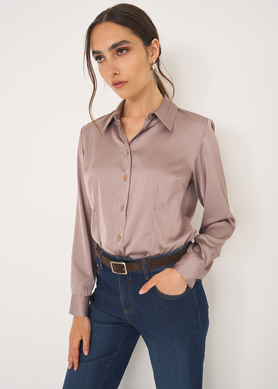 Alessia-B satin shirt BEIGE MOUSSE Woman , image number 1