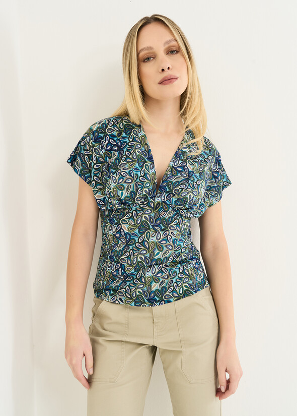 Sand V-neck T-shirt BLU Woman null