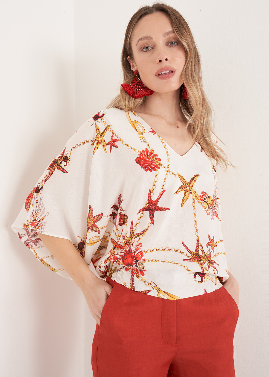 T-Shirt Sandra Fantasia Stelle Marine BIANCO WHITE Donna , immagine n. 1