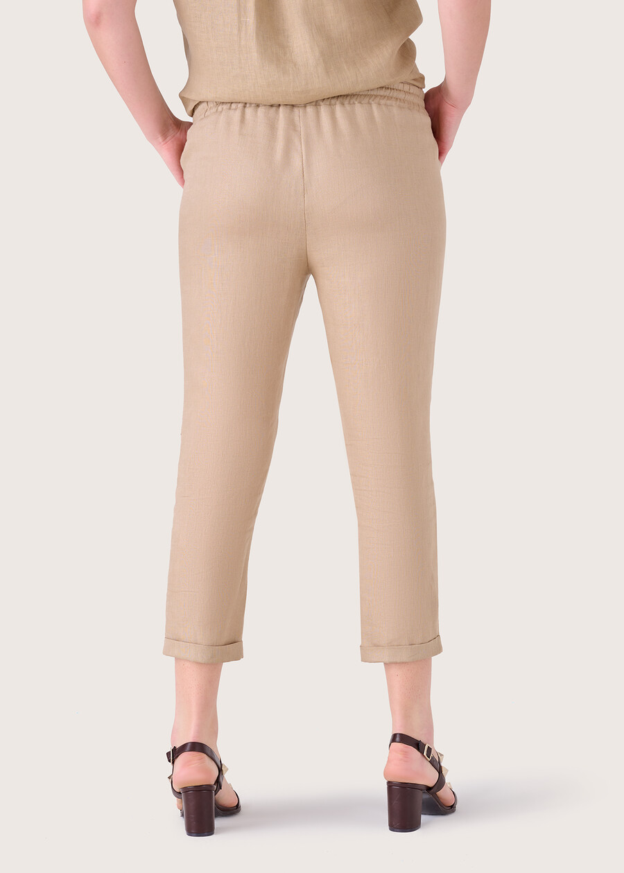 Pantalone Pierce 100% lino MARRONE TABACCO Donna , immagine n. 5
