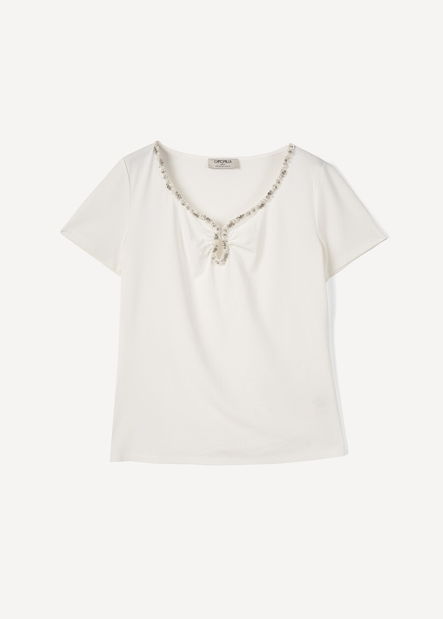 Sybil T-shirt With Rhinestones BLUBIANCO WHITE Woman , image number 4