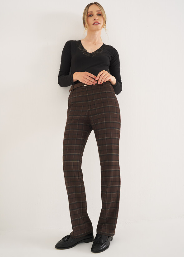 Pantalone Porter check MARRONE TERRA Donna null