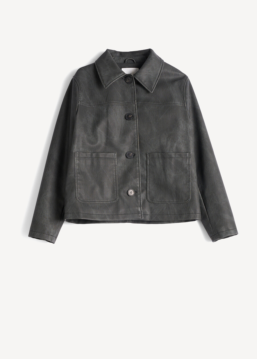 Gaya faux leather shirt jacket GRIGIO GREY Woman , image number 5