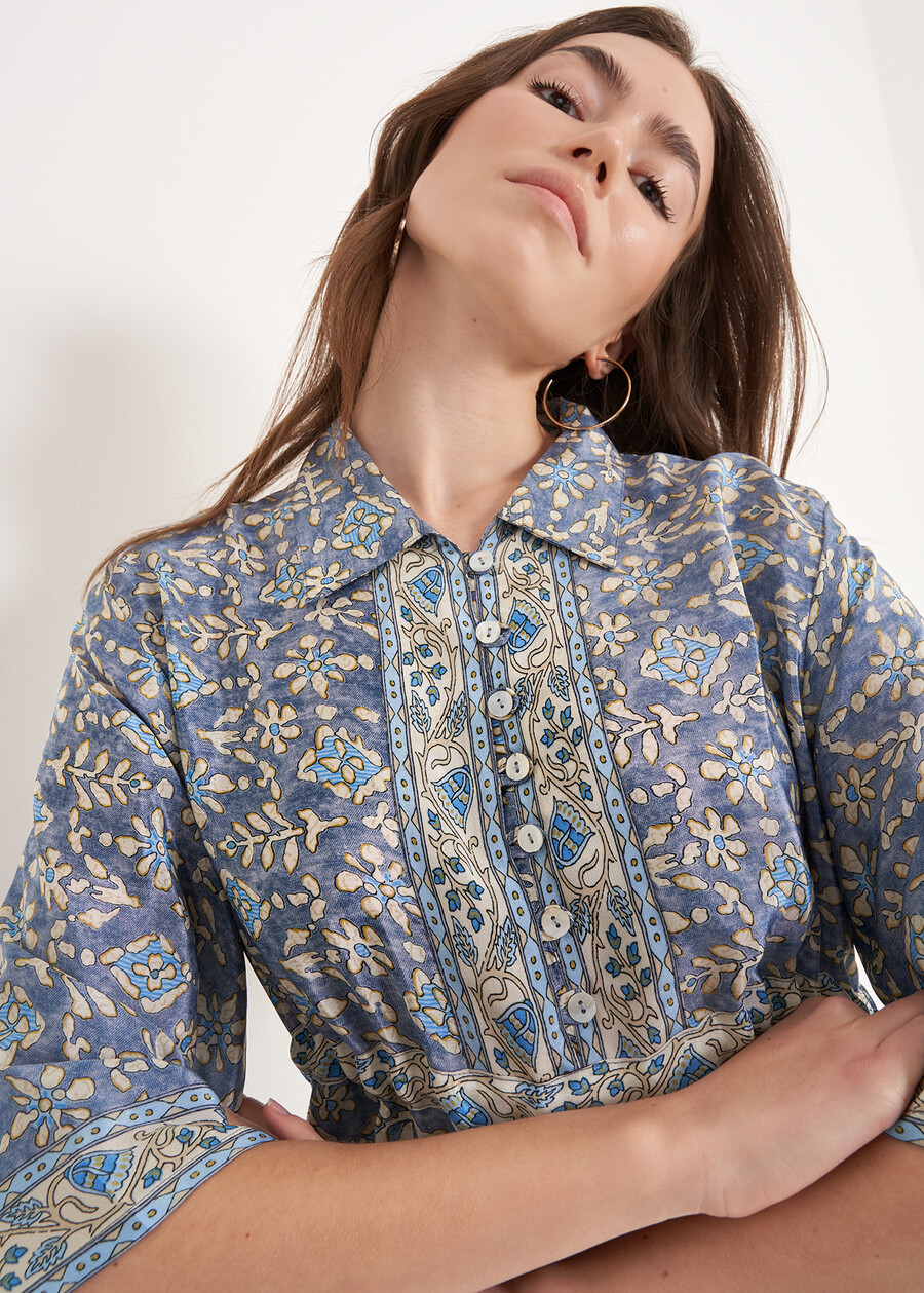 Country Blouse With Waist Tie BLU AVION Woman , image number 2