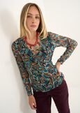 T-shirt Stella stampata scollo a V MARRONE Donna immagine n. 1