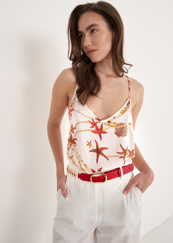 Tandra Shell And Starfish Print Top BIANCO WHITE Woman null