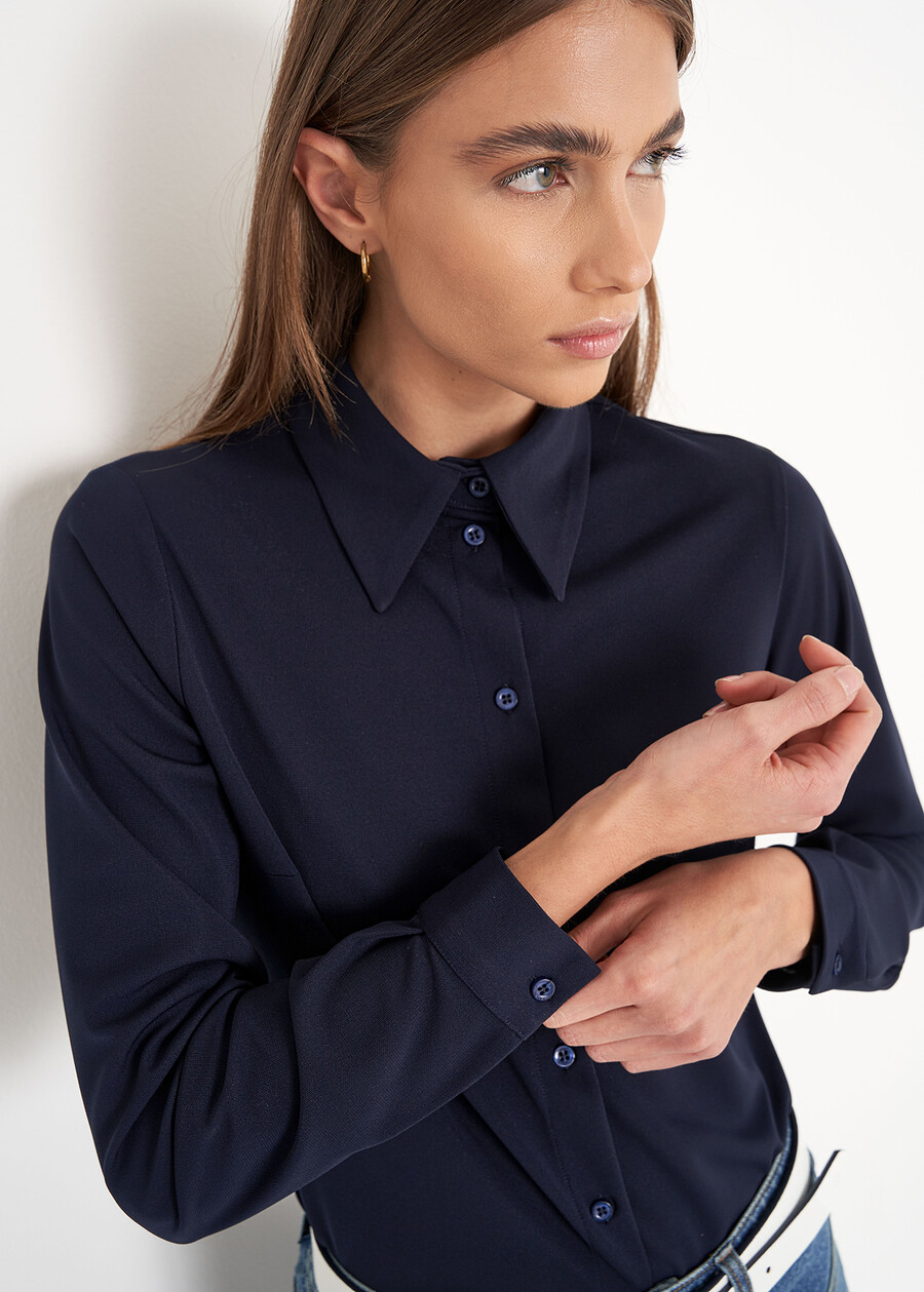 Camicia Alessia in jersey GRIGIO GREYBLUE OLTREMARE  Donna , immagine n. 2