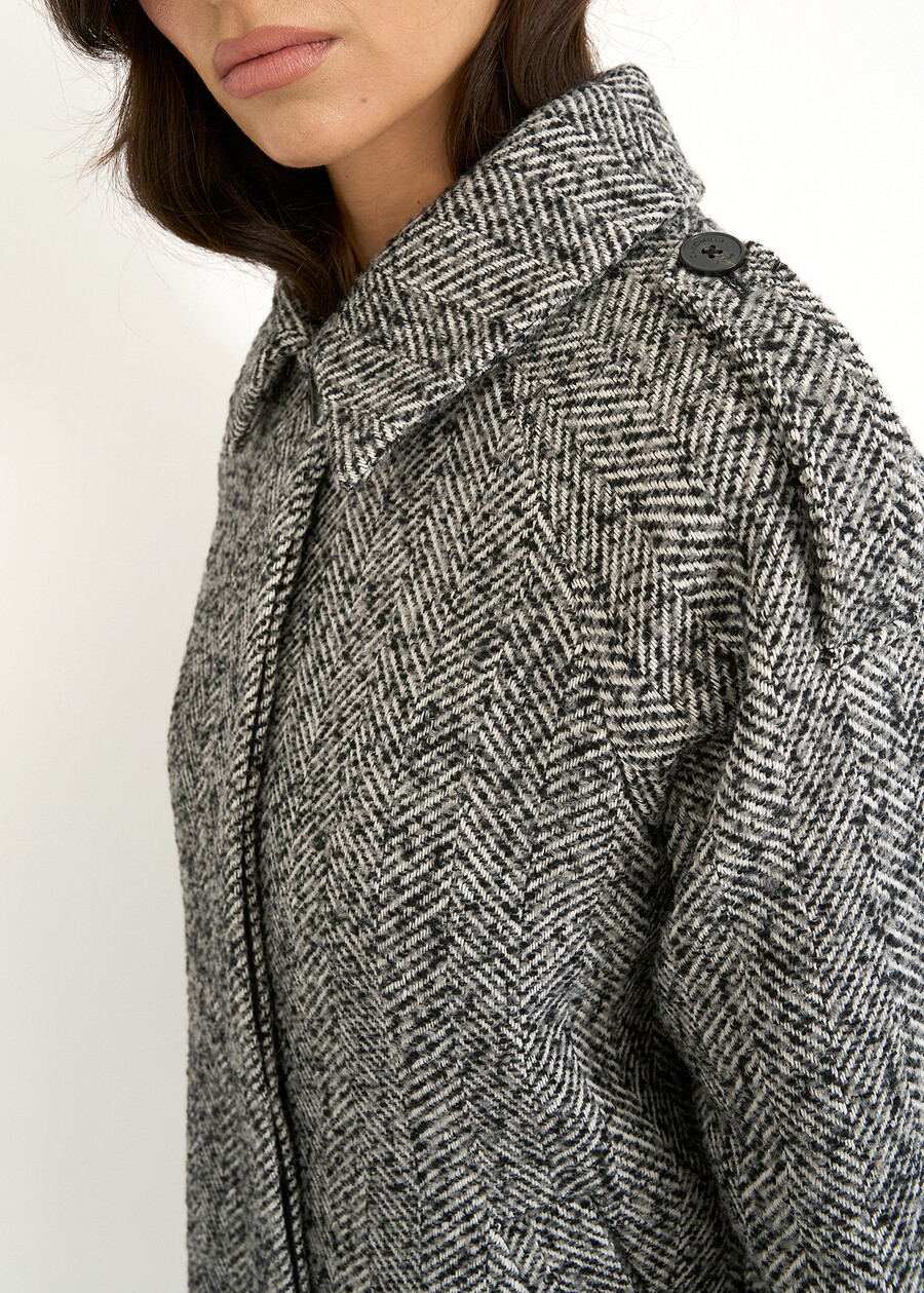 Colby herringbone coat NERO BLACK Woman , image number 3