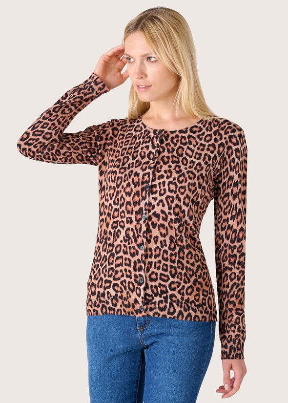 Clio animalier print cardigan ROSA ROMANTICO Woman null