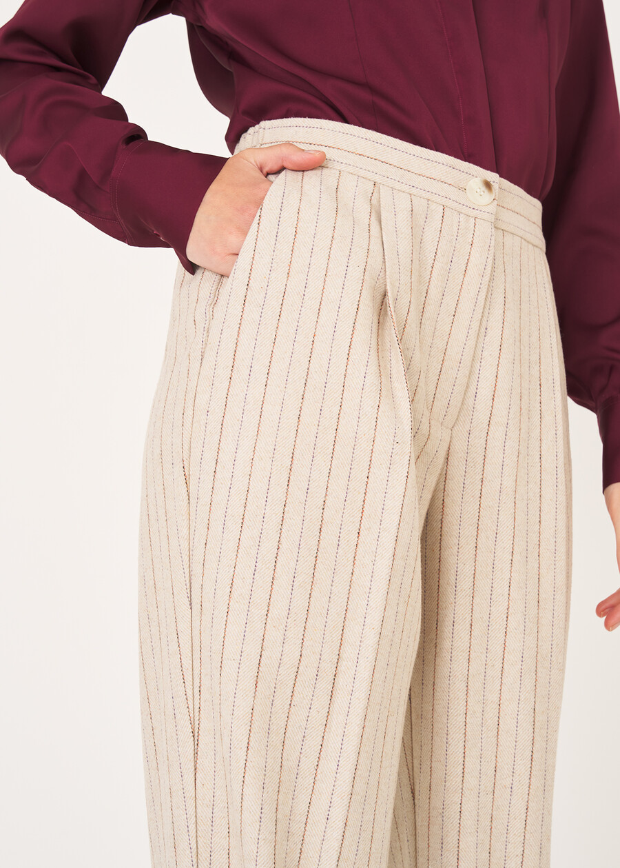 Paris pleated wide-leg trousers BEIGE ECRU Woman , image number 5