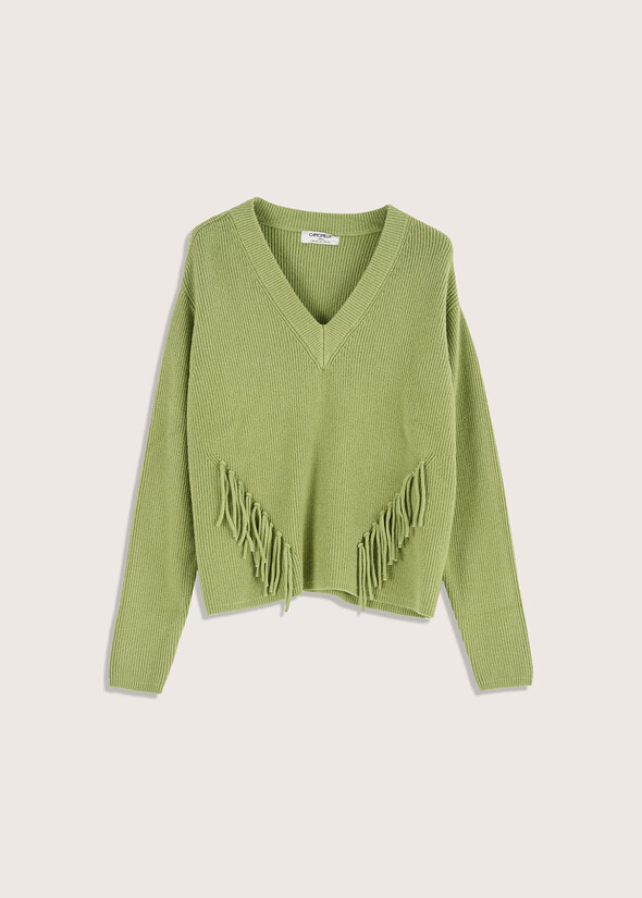 Maglia Mia con frange VERDE MUSCHIOBEIGE LATTE Donna null