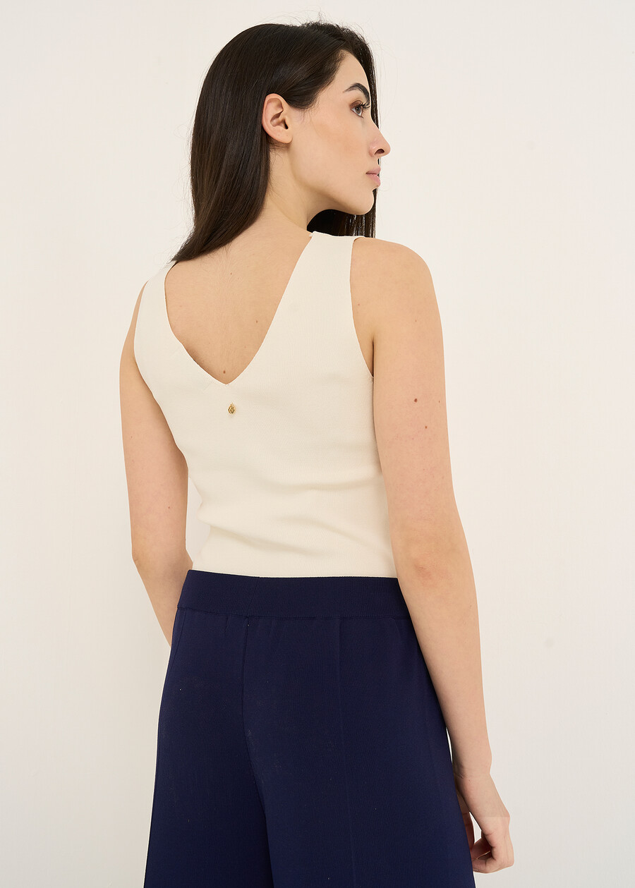Top Tary in maglia con scollo a V BEIGE LATTE Donna , immagine n. 3
