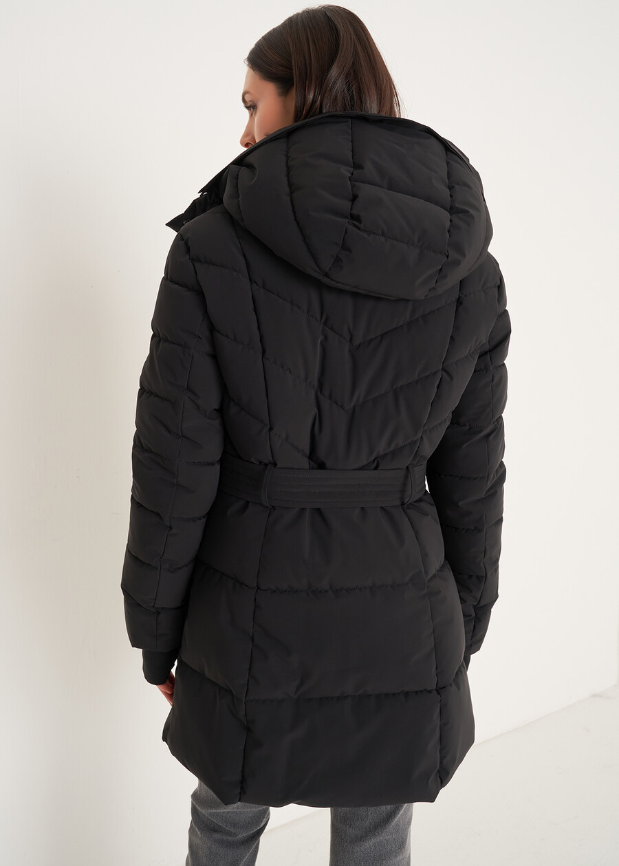Prince padded coat with belt NERO BLACKBEIGE ECRU Woman , image number 4