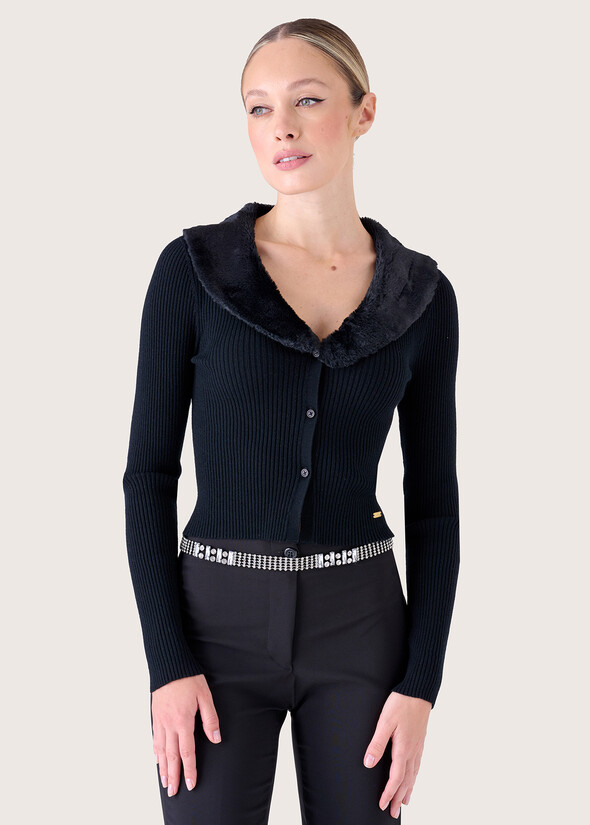 Cardigan Mania con collo staccabile NERO BLACK Donna null
