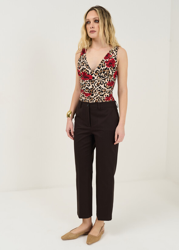 Pantaloni Jacqueline-O in cotone MARRONE Donna null