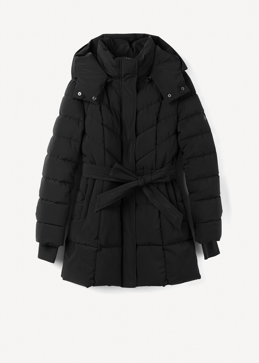 Prince padded coat with belt NERO BLACKBEIGE ECRU Woman , image number 7