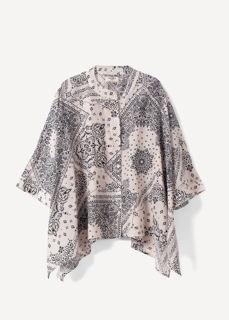 Blusa Carlie stampata in cotone e Bemberg BIANCO WHITE Donna , immagine n. 4