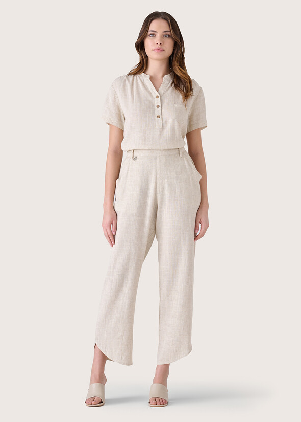 Puka linen and viscose trousers BEIGE NARCISO Woman null
