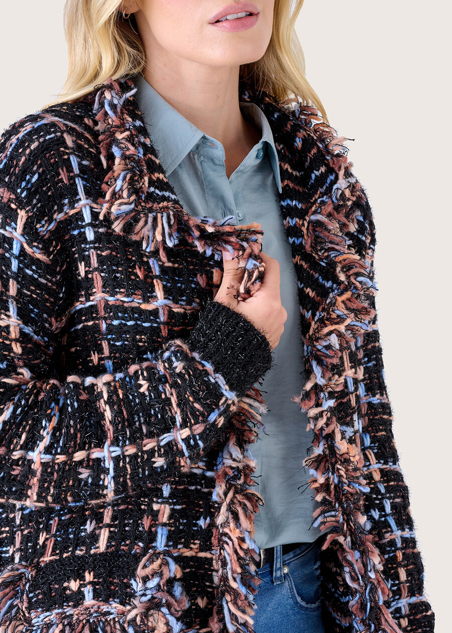 Cardigan Cardi in tessuto bouclé NERO BLACK Donna , immagine n. 4